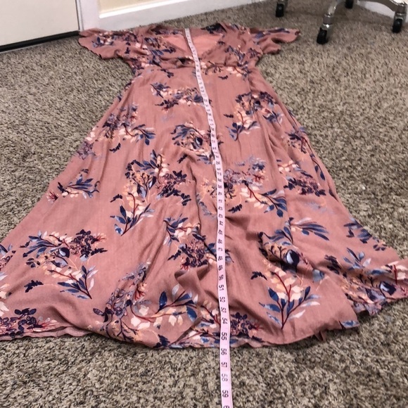 Lulu’s Fiorire Rose Floral Print Wrap Maxi Dress Size Small Mauve Pink - Picture 10 of 10